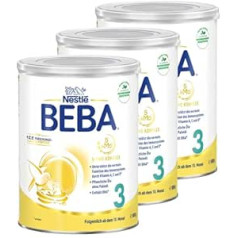 BEBA Nestlé BEBA 3 papildu ēdināšanas piens, uztura formula no 10 mēnešiem, iepakojums pa 3 (3 x 800 g)