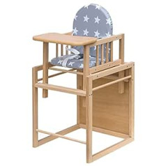 Best For Kids Victoria Stars Combination High Chair - Easily Convertible to Chair/Table Combination