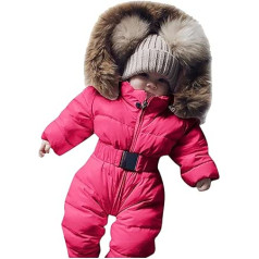 Kobilee Snowsuit Baby 80 Fleece Rudens ar ausīm Kapuce Sākotnējais aprīkojums Jaundzimušajam Silts ar Pēdām Aptinošs Bodijs 6-9 Mēneši Ziemas kombinezons ar rāvējslēdzēju