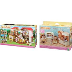 Sylvanian Families 5480 Town House with Light — Leļļu māja, 21,5 x 58 x 34,5 cm & 5341 Lauku mājas virtuve ar ledusskapi — Leļļu namiņš Mēbeles Mēbeles