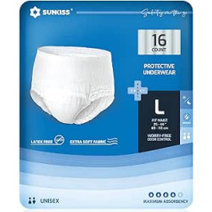 SUNKISS TrustPlus Incontinence Pants for Adults, Absorbent Nappy Pants with Elastic Cuffs for Men and Women, Discreet Leak Protection for Bladder Weakness, Size L, Pack of 64