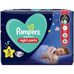 Pampers (senoji versija), naktinės sauskelnės 5 dydis, 35 sauskelnės 12 kg - 17 kg