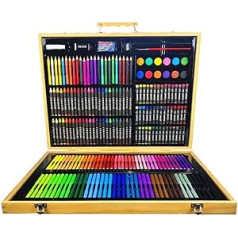 QARNBERG Art Set, 213 Pack Art Supplies Zīmēšanas komplekts Bērniem Meitenēm Zēniem Tīņiem Māksliniekiem Bērniem 5 6 7 8 9 11 12, Deluxe Art Case Dāvana iesācējiem