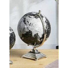 DonRegaloWeb DRW World Globe Black ar sudraba metāla pamatni 30 cm x 20 cm diametrs