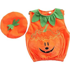 Geagodelia Halloween Baby Clothing Zēniem Pumpkin Romper Bezpiedurknēm / Garām Piedurknēm Bodijs Kombinezons + Cepure Bērnu Apģērbu Komplekts Ķirbju Tops Tops Apģērbs