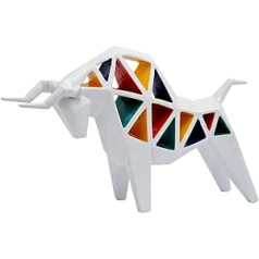 HAUCOZE Modern Decorative Sculpture Bulls Statue Arts Living Room Art Arts Polyresin Colourful Gift White 35 cm