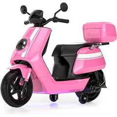 Smart BeBe NQI GT vaikiškas elektrinis motociklas 12 V akumuliatorius su dviem varikliais MP3 tikroviškas garsas ir šviesa W / stabilizatoriai 3-8 metai (rožinė)