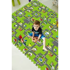 BodenMax® vaikiškas kilimėlis dėlionės kilimų žaidimų kilimėlis 30 x 30 x 1 cm įvairiaspalvis matinis dizainas vaikiškas kilimėlis su miesto 18 dalių
