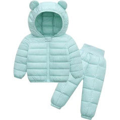 Jugaoge Baby Boys Girls Clothing Set Quilted Jacket Down Jacket with Hood and Down Trousers Snow Trousers Winter Warm Outdoor Outfits