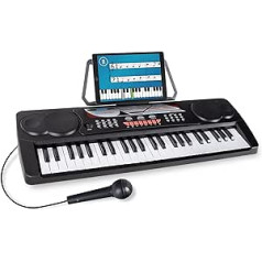 McGrey BK-4910BK Klaviatūra - vaikiška klaviatūra su 49 klavišais - pradedančiųjų klaviatūra su 16 garsų ir 10 ritmų - fortepijonas su mokymosi funkcija, mikrofonas dainavimui ir muzikos stovas - juodas