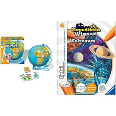 Ravensburger tiptoi® spēle 00107 — interaktīvais zināšanu globuss — mācību globuss bērniem no 7 gadu vecuma, 1–4 spēlētājiem un Tiptoi® telpa: piedzīvojumu literatūras grāmata