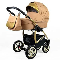 Lux4Kids Golden Glow 3 viename mega rinkinys Buggy automobilinė kėdutė kūdikių kėdutė Sportinė kėdutė Isofix Sand Pearl 3 viename su autokėde