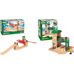 BRIO World 33757 paceļamais tilts — Dzelzceļa piederumi Koka dzelzceļš — Rotaļlieta mazuļiem, ieteicama bērniem no 3 gadiem un Dzelzceļa 33674 — signālu stacija