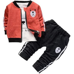 Baby Boys 3gab Apģērbu uzvalks T-krekls ar garām piedurknēm + Jaka + Bikses Jaundzimušo ikdienas sporta apģērbs