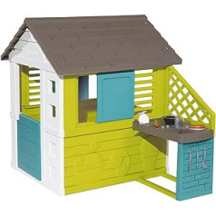 Smoby Pretty Haus - Children's Playhouse for Indoor and Outdoor Use with Kitchen and Kitchen Toy (17 Pieces), Garden Shed for Boys and Girls from 2 Years