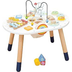 Le Toy Van — PL137 — Multiaktivitātes galds bērniem no 18 mēnešiem, Montessori daudzspēļu galds, ekoloģiska spēle, sensorās spēles, 12 aktivitātes, izgatavots no FSC sertificēta koka, Petilou