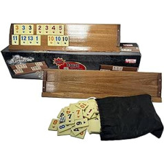 SUNNYSTORE Okey Wooden Rummy Set, High-Quality Wooden Rummy, with Melamine Stones for Exclusive Fun to Play, Perfect for Family and Friends, Board Games for Adults, Social Games