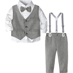 mintgreen Baby Boy Clothing 3 Pieces Zēnu kāzu uzvalka krekls + lencēm + veste + tauriņš