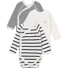 Petit Bateau unisex zīdaiņu bodijs ar garām piedurknēm jaundzimušajiem (3 iepakojumā)