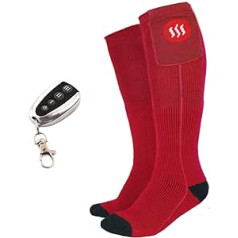 Glovii GQ3 Battery Heated Ski Socks with Remote Control, Size M (35-40), L (41-46), Red