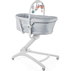 Chicco Baby Hug 4-in-1 vaikiška lovelė pilka RE_LUX | Gimimo iki 3 metų (15 kg), šezlongas, aukšta kėdutė kūdikiui ir pirmoji kėdutė, reguliuojamas aukštis