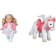 Baby Annabell Zapf Creation 706480 Little Sophia 36 cm & 705933 Little Sweet Pony – baltas žaislinis arkliukas ponis su garso efektais. Apima balną su lėlių laikikliu ir kamanomis