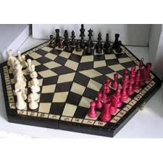 ChessEbook Schachspiel für 3 Personen - Hochwertiges Schachbrett aus Holz - Chess Board Set klappbar - Schachbrett-Spielset mit Schachfiguren - 54x47 cm