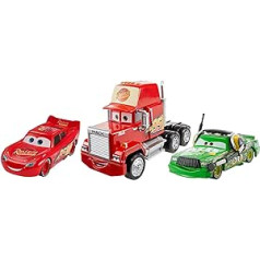 Mattel Disney Cars FBR77 - Disney Cars 3 Die-Cast Pack of 3 2 x 1:55, 1 x Oversized - Lightning McQueen, Chick Hicks with Headset, Mack