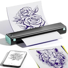ItriAce M08F Tattoo termiskais printeris, bezvadu Bluetooth tetovēšanas trafaretu printeris, ar 10 lokšņu pārsūtīšanas papīru tetovēšanas māksliniekiem, saderīgs ar tālruni un klēpjdatoru, melns un zaļš