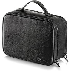 Elviros Large PU Leather Toiletry Bag with Hook with Drawstring Bag, black