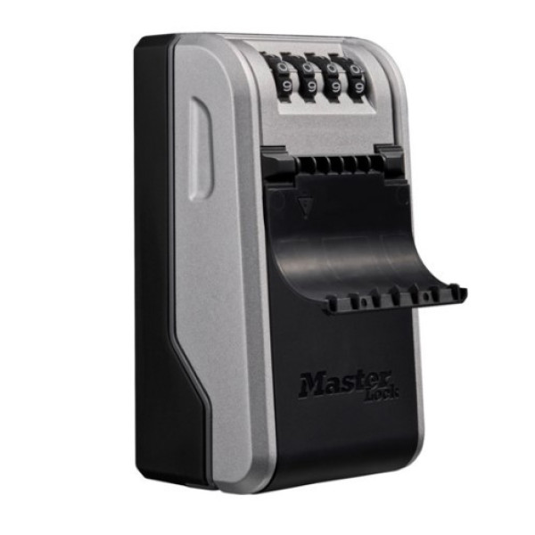 Key box with combination lock for permanent wall mounting