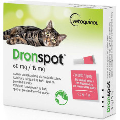 Vetoquinol dronspot - dehelmintizuojantys lašai katėms 2,5 - 5 kg