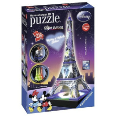 Puzzle 3D buildings at night disney eiffel tower