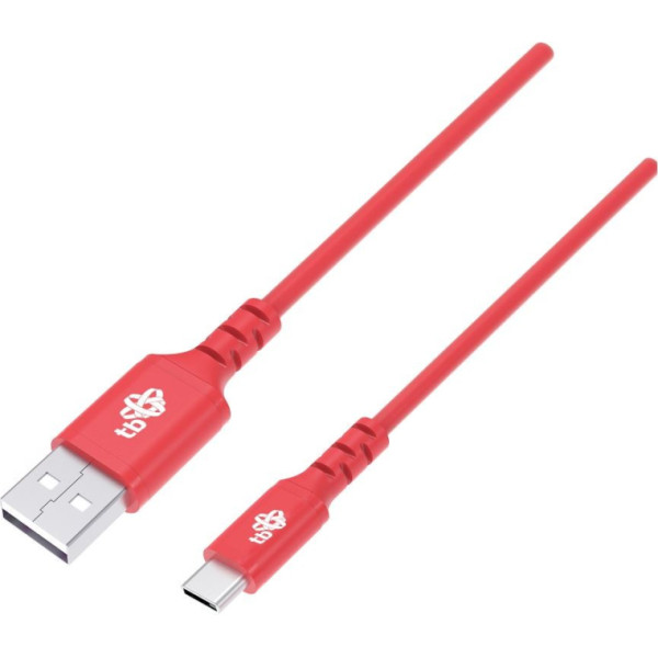 USB-USB C 1m silikona sarkans ātrās uzlādes kabelis