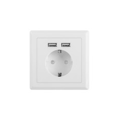 230 V viena ieplakājama ligzda + 2x USB 2.1a schuko