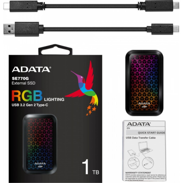 Ārējais disks ssd se770 1tb usb3.2-a/c rgb