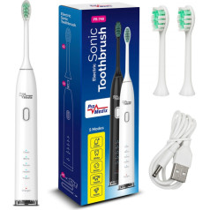 Promedix sonic zobu birste, balta, 5 režīmi, taimeris, līmeņa indikators. akumulators, 2 uzgaļi un USB kabelis, pr