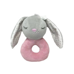 Bunny rattle 18 cm gray