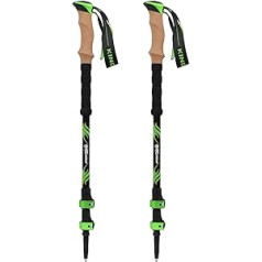 Kinggear Carbon Fibre Hiking Poles - Telescopic Collapsible Flip Locks Nordic Walking Sticks with Natural Cork Handle and EVA Grips Trekking Poles