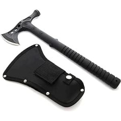 BSH Adventure Tactical Tomahawk cirvis ar apaļu āmuru 40 cm - Āra cirvis izdzīvošana - Kempinga cirvis - Taktiskais cirvis ar Cordura apvalku - Tērauds 440