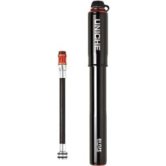 UNICHE Mini Bicycle Pump (LBV) liels velosipēdu riepu piepumpēšanai līdz 110 PSI. Mini velosipēda riepu sūknis kalnu, pilsētas, BMX un DH velosipēdiem, piemērots Schrader un Presta, komplektā montāžas komplekts.