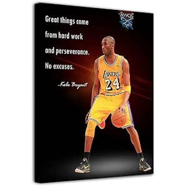 fengyuyi Kobe Bryant Citāts Plakātu sienas māksla Kobe Bryant kanvas druka Iedvesmojoša Mamba Basketbola attēls, izstiepts un ierāmēts, gatavs pakārt vīrietim, zēna dāvana 12x16 collas