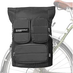 Rhinowalk velosipēda soma 25L velosipēda soma Pannier bagāžniekam Velosipēdu soma sānu kabatām Aizmugurējā velosipēda soma ar plecu siksnu lietus pārsegu