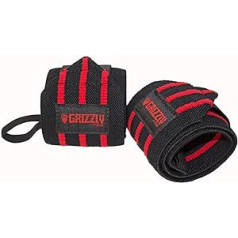 Grizzly Fitness unisex pieaugušo sarkanās līnijas lieljaudas plaukstas aptinumi svarcelšanas plaukstu aptinumiem, melni, 3