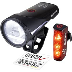 SIGMA SPORT - AURA 100 / BLAZE LINK Set | Bicycle Light Front and Rear | Battery-Operated, StVZO Approved Bicycle Front Light and Rear Light with Innovative Coupling Function