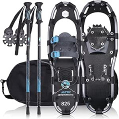 Arctic Adventures Co. Mens Womens Lightweight Aluminium Snow Shoes with Adjustable Sizes and Trekking Poles