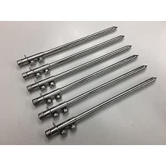 TMC 6 x Bank Sticks 30-50 cm Stainless Steel Solid Carp Fishing