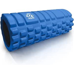 321 STRONG Foam Roller — vidēja blīvuma dziļo audu masieris muskuļu masāžai un miofasciālas sprūda punkta atbrīvošanai, ar 4K e-grāmatu — zils