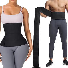 LWDUDE Upgrade natūralaus latekso pilvo prakaito juostos Anti Curl Waist Trainer Moterims Pilvo riebalų juosmens formuotojas moterims Vyrams Tinka sportui Atsigauti po gimdymo Juoda, juoda