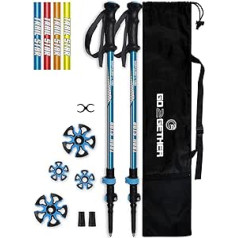 G2 Hiker Trekking Poles Telescopic Aluminium Alloy Comfort BMM Handle Auto Adjustable Strap Quick Release Snow Baskets Attached (2 Poles) Orange/Blue/Yellow/Red Available